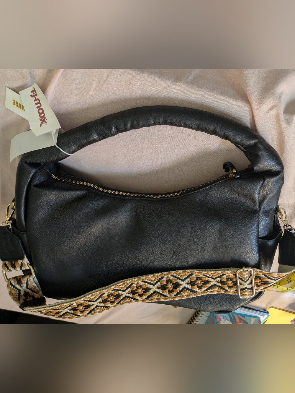 NWT Metro Muse Black Vegan Leather Hobo Shoulder/Crossbody Bag